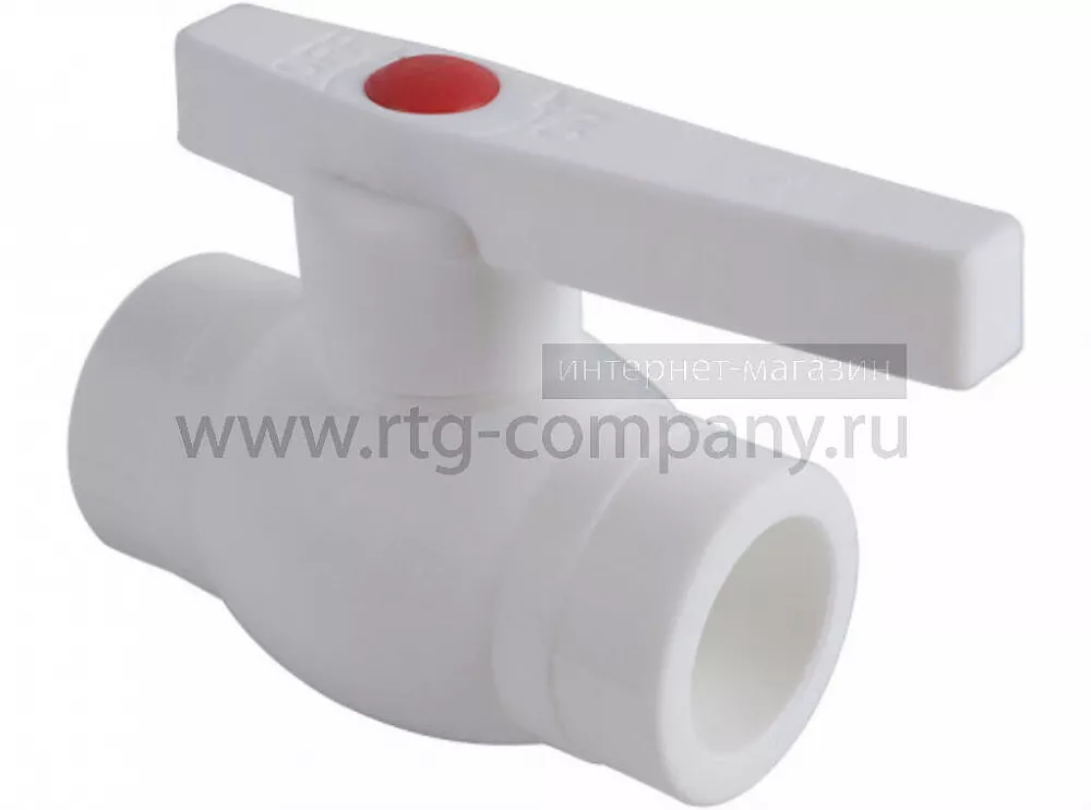 Шаровый кран полипропиленовый  PPRC PN10  75 Plastic A, белый (уп. 1 шт)